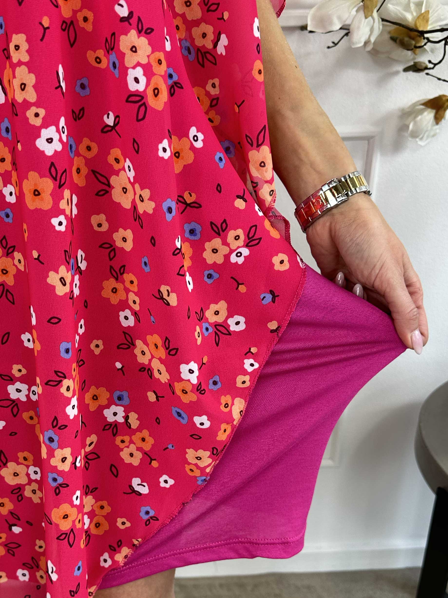 Kenya Small Flower - Tunikaklänning i chiffong med blommönster